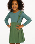 One Ruffle Dark Forest Green Dress GIRLS chaserbrand
