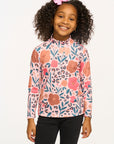 Lynn Dark Floral & Leopard Print Mock Turtle Neck GIRLS chaserbrand