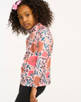 Lynn Dark Floral & Leopard Print Mock Turtle Neck GIRLS chaserbrand