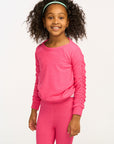 Shirred Cozy Knit Flamingo Pink Pullover GIRLS chaserbrand