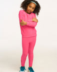 Shirred Cozy Knit Flamingo Pink Pullover GIRLS chaserbrand