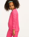 Shirred Cozy Knit Flamingo Pink Pullover GIRLS chaserbrand