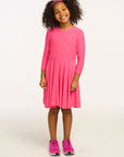 Peplum Cozy Knit Flamingo Pink Dress GIRLS chaserbrand
