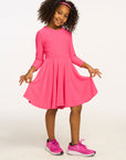 Peplum Cozy Knit Flamingo Pink Dress GIRLS chaserbrand