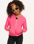Puffy Flamingo Pink Cozy Knit Zip Up Hoodie GIRLS chaserbrand
