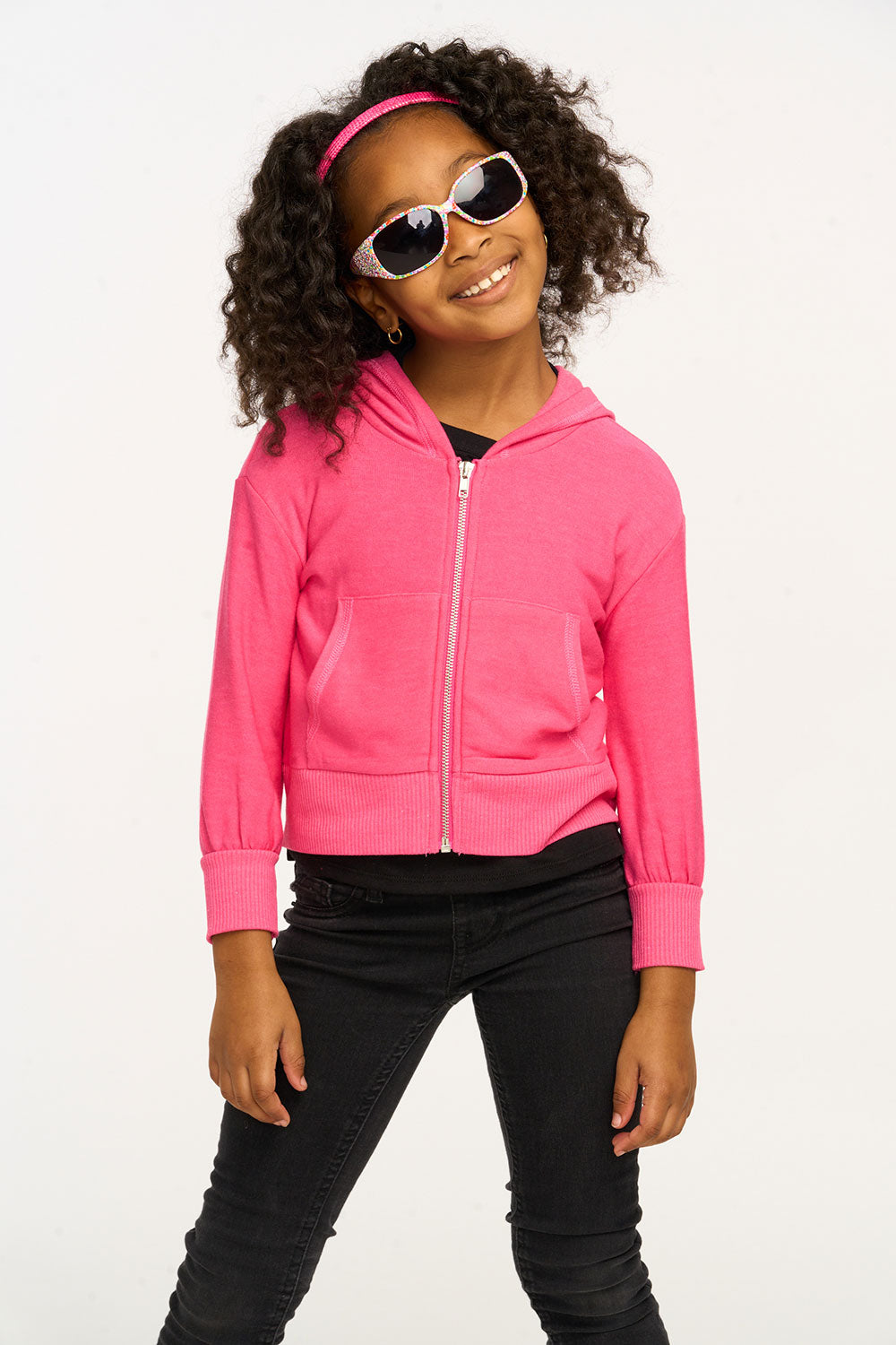 Puffy Flamingo Pink Cozy Knit Zip Up Hoodie GIRLS chaserbrand