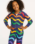 Wavy Flower Rainbow Zip-up Hoodie GIRLS chaserbrand
