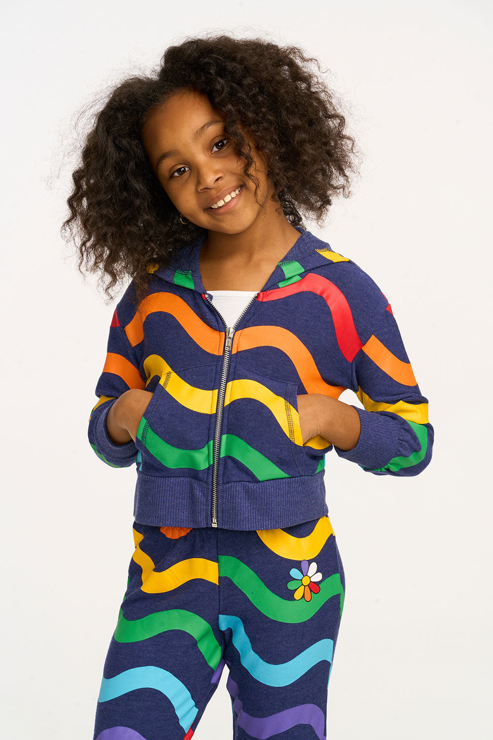 Wavy Flower Rainbow Zip-up Hoodie GIRLS chaserbrand