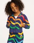 Wavy Flower Rainbow Zip-up Hoodie GIRLS chaserbrand