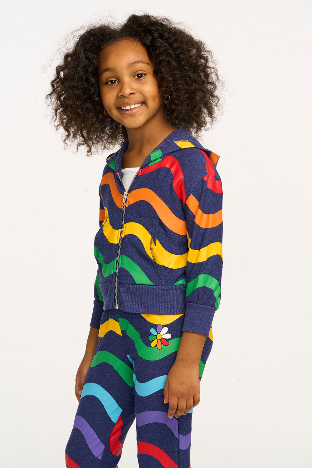 Wavy Flower Rainbow Zip-up Hoodie GIRLS chaserbrand