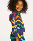 Wavy Flower Rainbow Zip-up Hoodie GIRLS chaserbrand