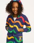 Wavy Flower Rainbow Zip-up Hoodie GIRLS chaserbrand