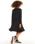 Puff Black Licorice Long Sleeve Dress with Twirl Skirt GIRLS chaserbrand