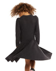 Puff Black Licorice Long Sleeve Dress with Twirl Skirt GIRLS chaserbrand