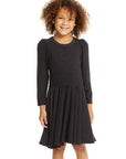 Puff Black Licorice Long Sleeve Dress with Twirl Skirt GIRLS chaserbrand