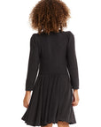 Puff Black Licorice Long Sleeve Dress with Twirl Skirt GIRLS chaserbrand