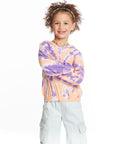 Semi Cropped Peach Lavender Girls Shirred Hoodie Pullover Girls chaserbrand