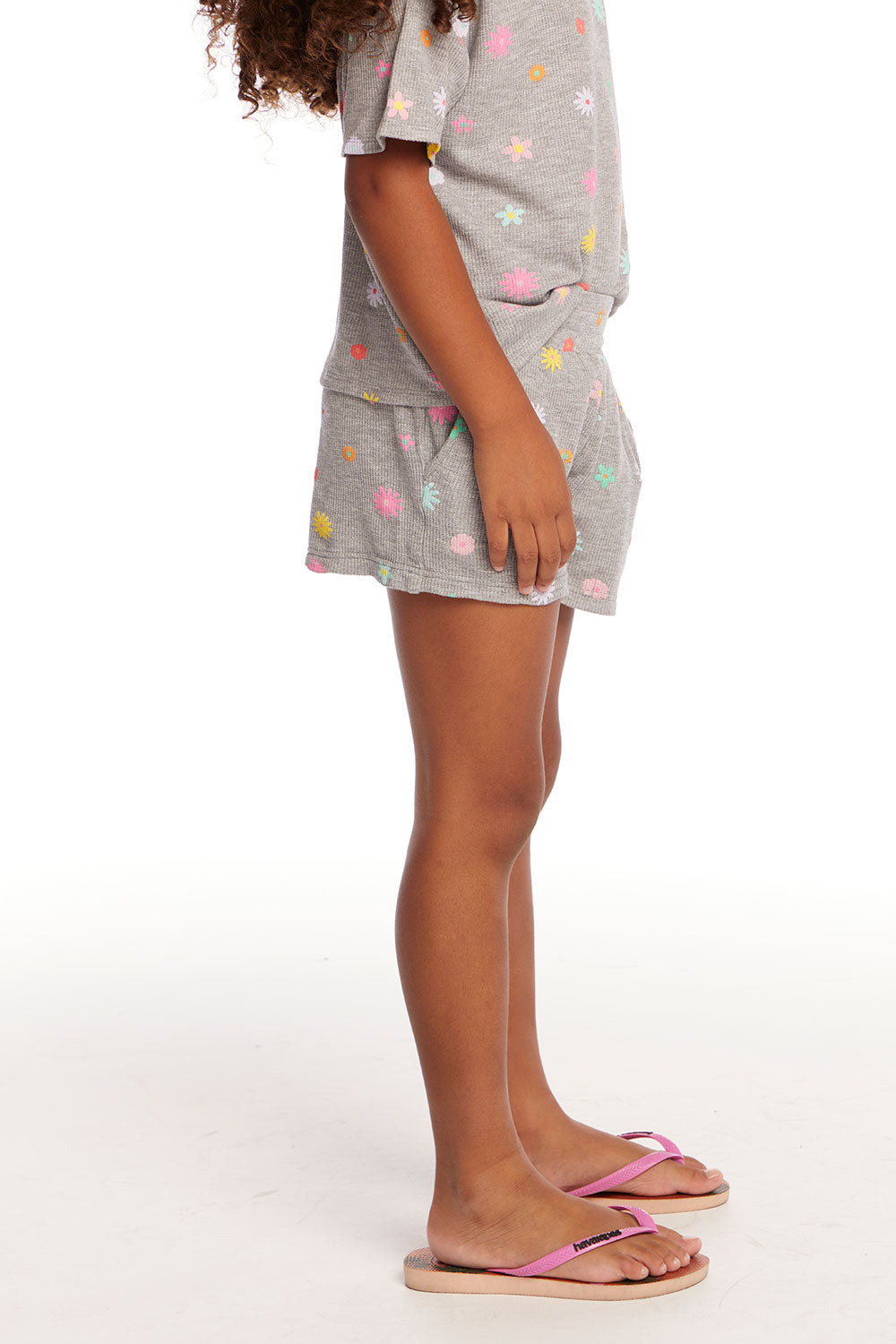 Jade Embroidered Flowers Waffle Knit Girls Short GIRLS chaserbrand