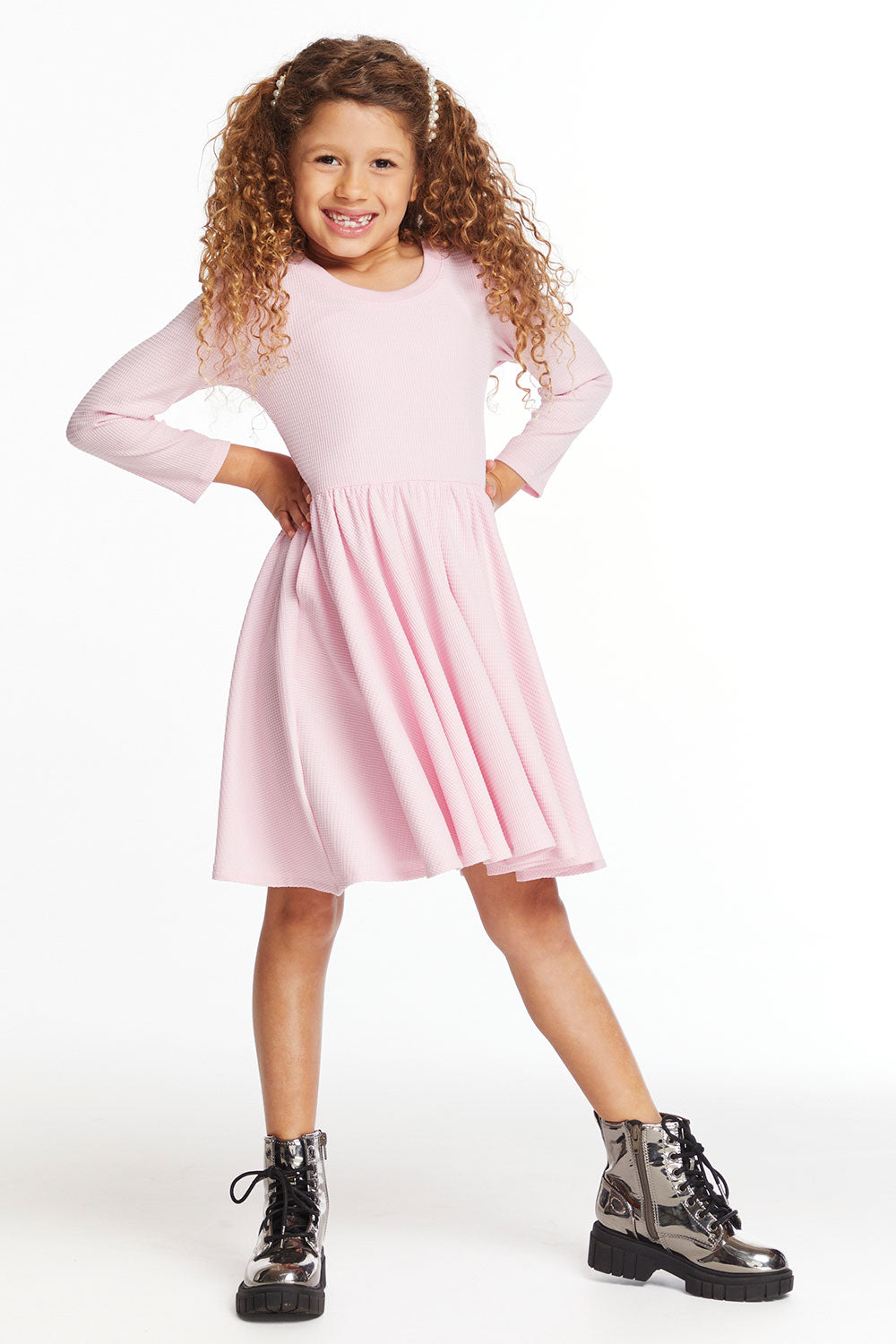 Puff Girls Long Sleeve Ribbon Dress with Twirl Skirt Girls chaserbrand