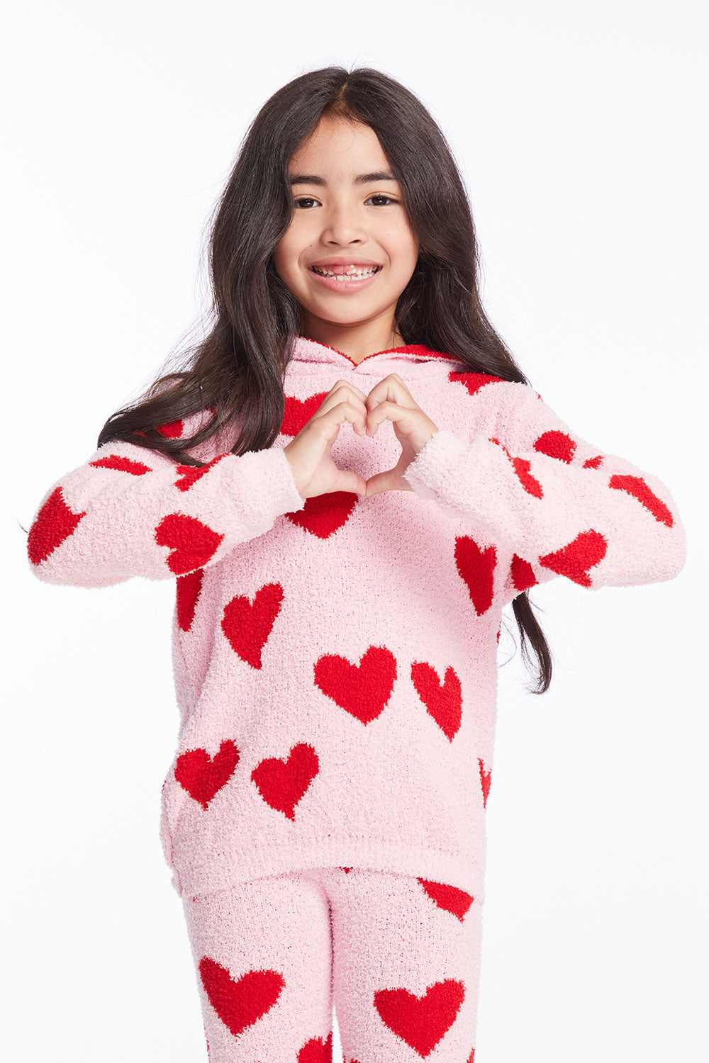 Sugar Heart Girls Semi Cropped Shirred Pullover Hoodie Girls chaserbrand