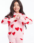 Sugar Heart Girls Semi Cropped Shirred Pullover Hoodie Girls chaserbrand