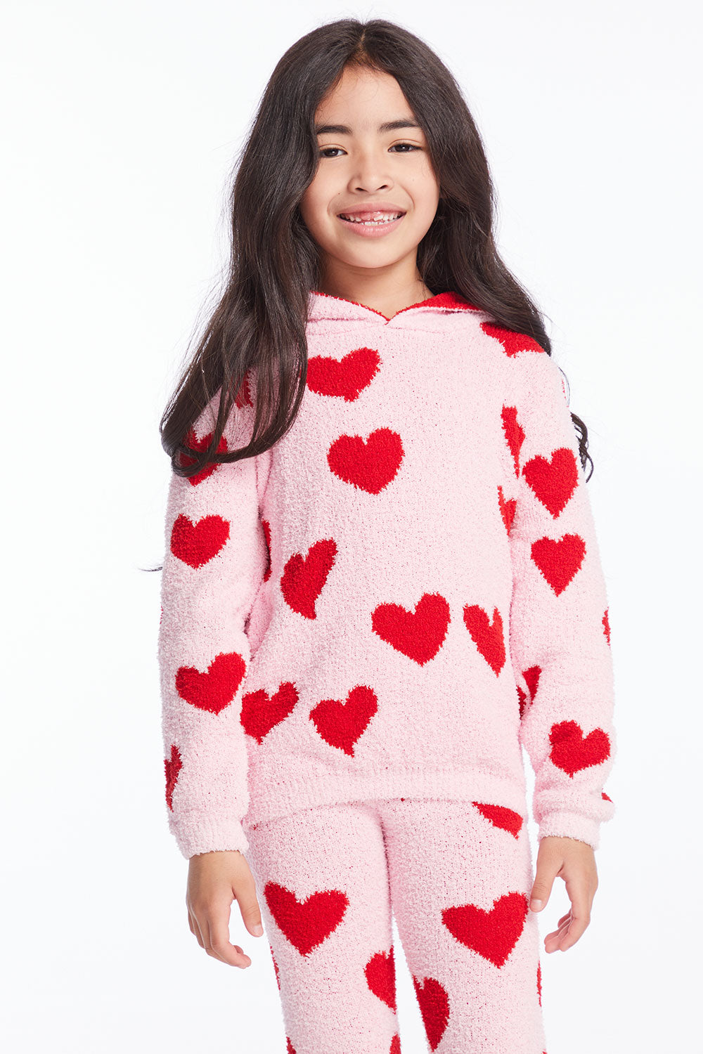 Sugar Heart Girls Semi Cropped Shirred Pullover Hoodie Girls chaserbrand