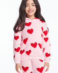 Sugar Heart Girls Semi Cropped Shirred Pullover Hoodie Girls chaserbrand