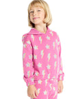 Semi Cropped Shirred Pink Lightning Hoodie Pullover Girls chaserbrand