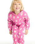 Semi Cropped Shirred Pink Lightning Hoodie Pullover Girls chaserbrand