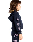 Semi Cropped Shirred Stormy Bows Hoodie Pullover Girls chaserbrand