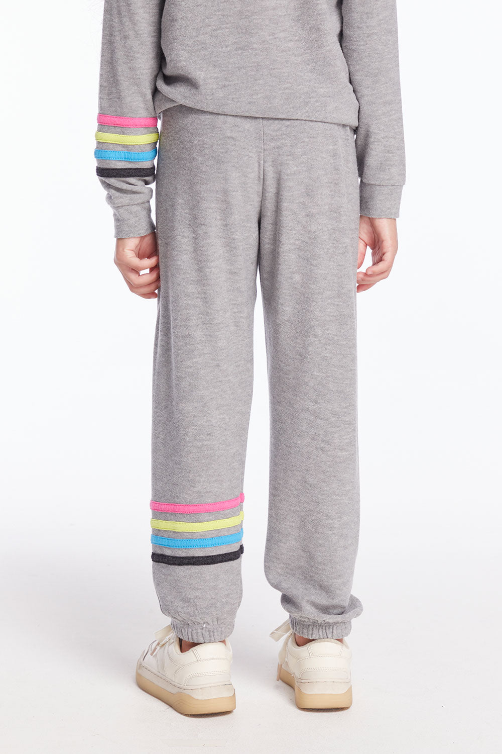 Slim Slouchy Heather Grey Girls Pant with Strappings Girls chaserbrand