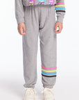 Slim Slouchy Heather Grey Girls Pant with Strappings Girls chaserbrand