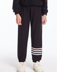 Slim Slouchy True Black Girls Pant with Strappings Girls chaserbrand