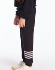 Slim Slouchy True Black Girls Pant with Strappings Girls chaserbrand
