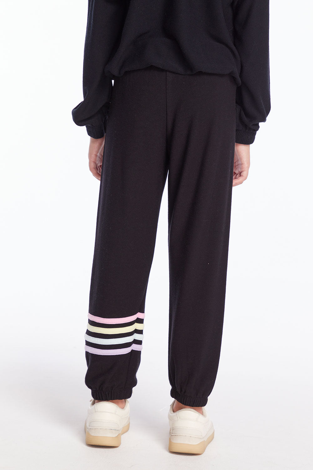 Slim Slouchy True Black Girls Pant with Strappings Girls chaserbrand