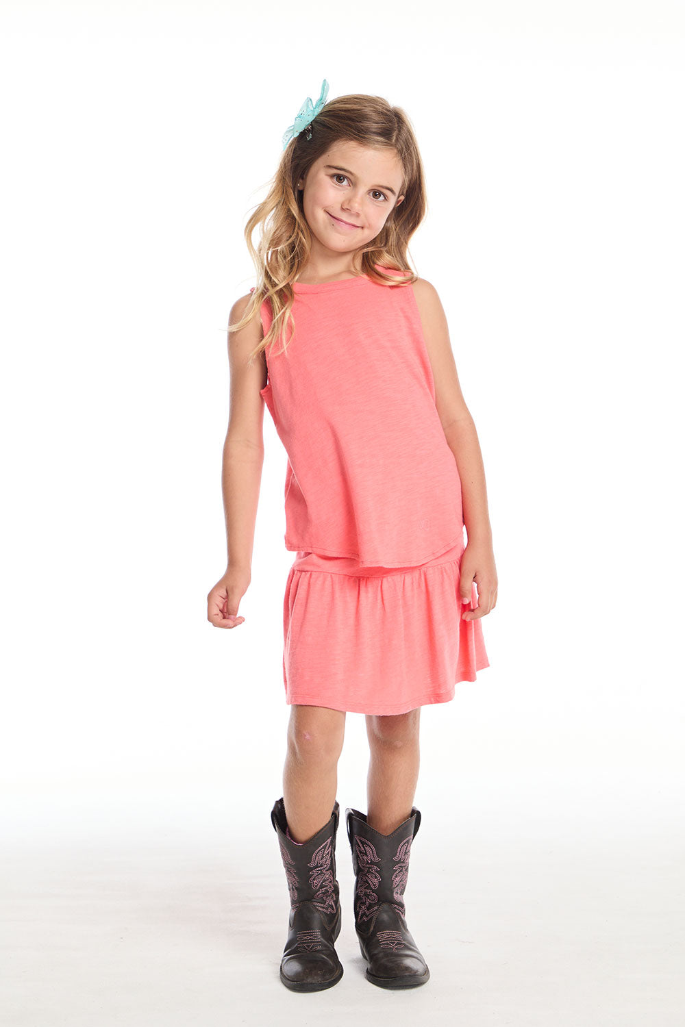 Devin Electric Coral Girls Muscle Tee GIRLS chaserbrand