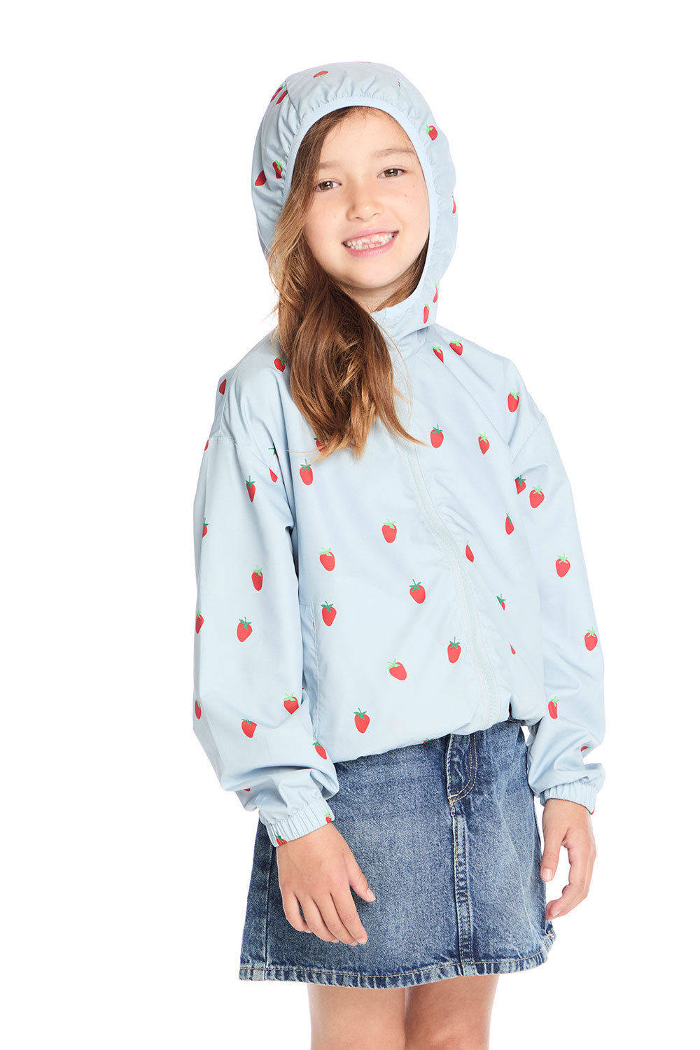 Allover Strawberries Zip Up Hoodie Girls chaserbrand