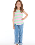 Pinky Aloe Stripe Shirttail Muscle Tee Girls chaserbrand