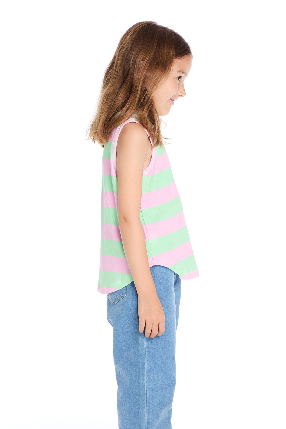 Pinky Aloe Stripe Shirttail Muscle Tee Girls chaserbrand