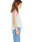 Pinky Aloe Stripe Shirttail Muscle Tee Girls chaserbrand