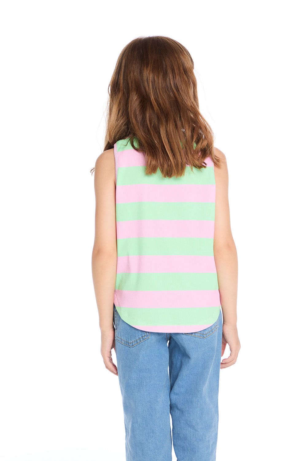 Pinky Aloe Stripe Shirttail Muscle Tee Girls chaserbrand