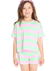 Pinky Aloe Stripe Devin Tee Girls chaserbrand