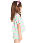 Pinky Aloe Stripe Devin Tee Girls chaserbrand