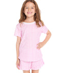 Pinky Gingham Short Sleeve Shirttail Tee Girls chaserbrand
