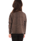 Back view of girl wearing Chaser’s Blondie Leopard & Hearts print pullover top on a white background