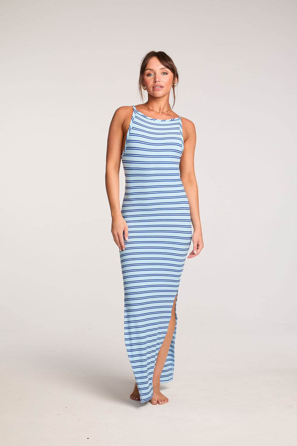 Evelyn Amalfi Blue Stripe Midi Dress WOMENS chaserbrand