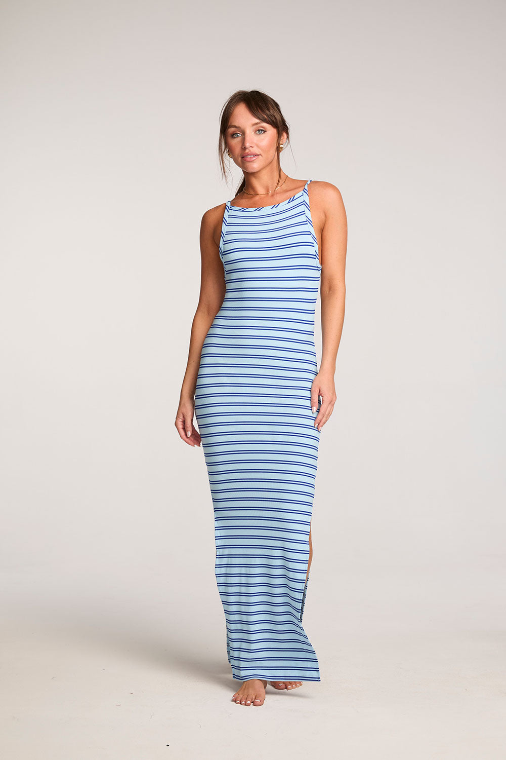 Evelyn Amalfi Blue Stripe Midi Dress WOMENS chaserbrand