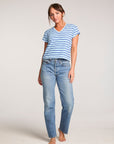 Gator Amalfi Blue Stripe V Neck Tee WOMENS chaserbrand