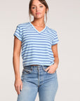 Gator Amalfi Blue Stripe V Neck Tee WOMENS chaserbrand