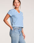 Gator Amalfi Blue Stripe V Neck Tee WOMENS chaserbrand